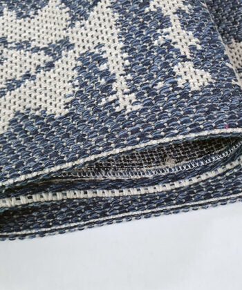 Cotton Rug Navy Blue Grey Moroccan Diamond - TidySpaces