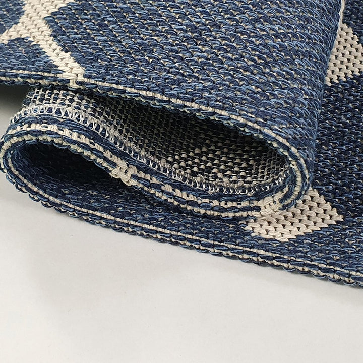 Cotton Rug Navy Blue Berber - TidySpaces