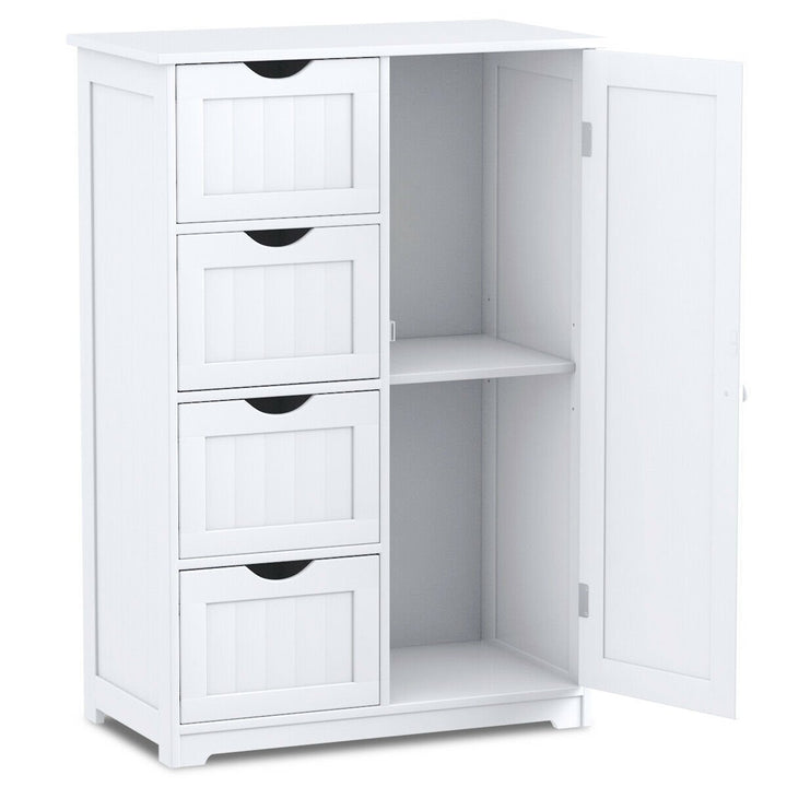 Freestanding Storage Cupboard with Adjustable Shelf and Drawers White - TidySpaces