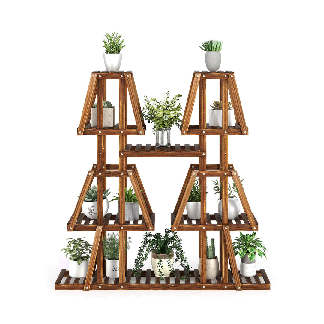 114 cm Tall Wood Plant Stand 5-Tier 10 Potted Plant Holder Rack - TidySpaces