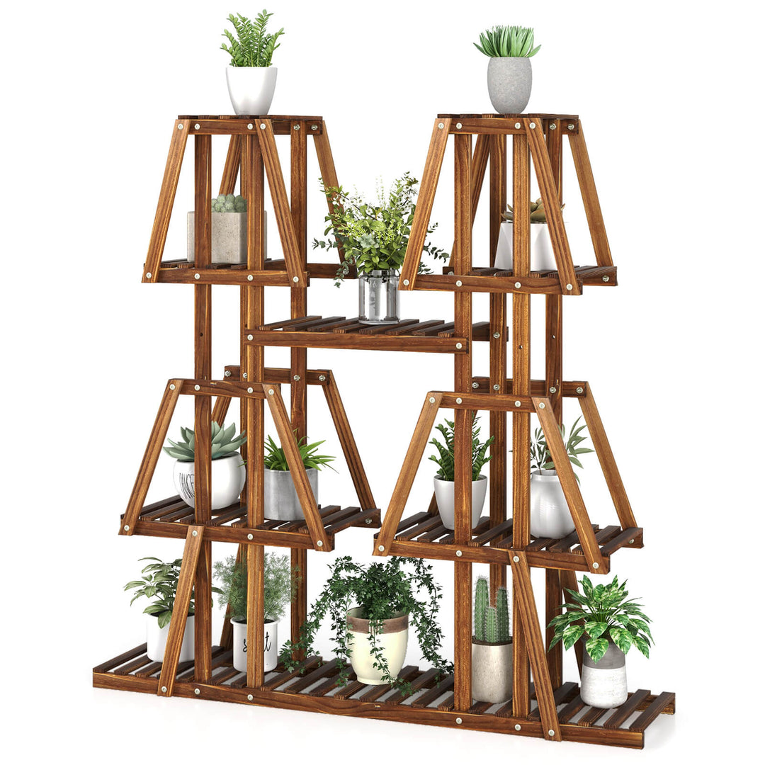 114 cm Tall Wood Plant Stand 5-Tier 10 Potted Plant Holder Rack - TidySpaces