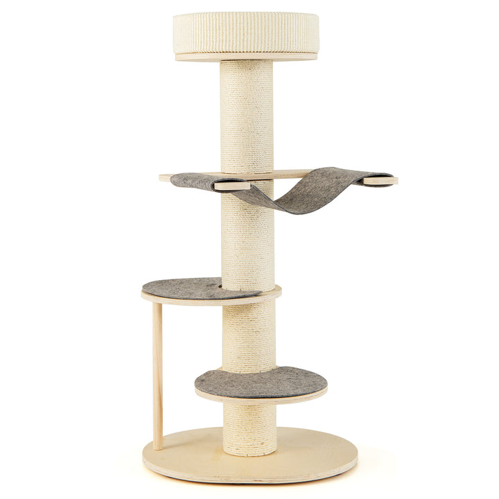 120 CM Multi-layer Cat Tower with Sisal Covered Scratching Posts and Carpet-Grey - TidySpaces
