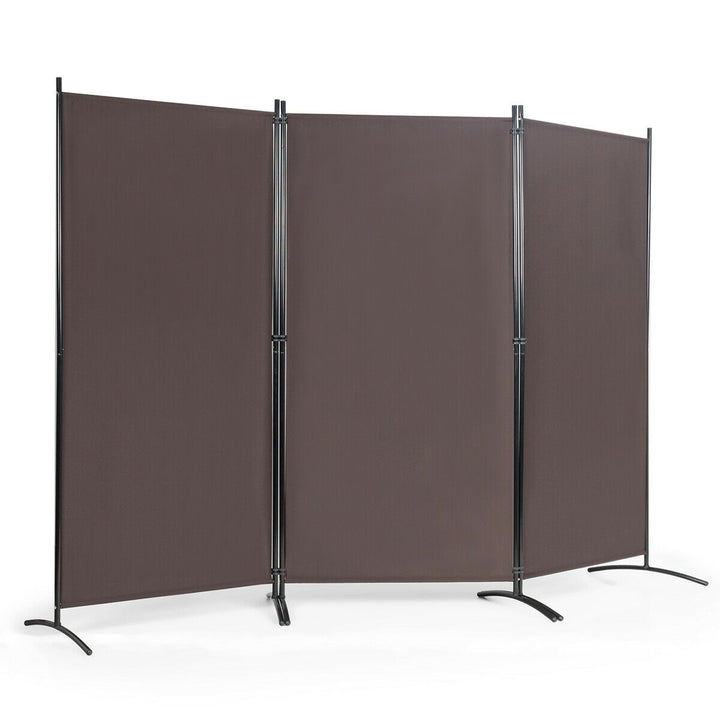 3 Panel Folding Room Divider Brown - TidySpaces