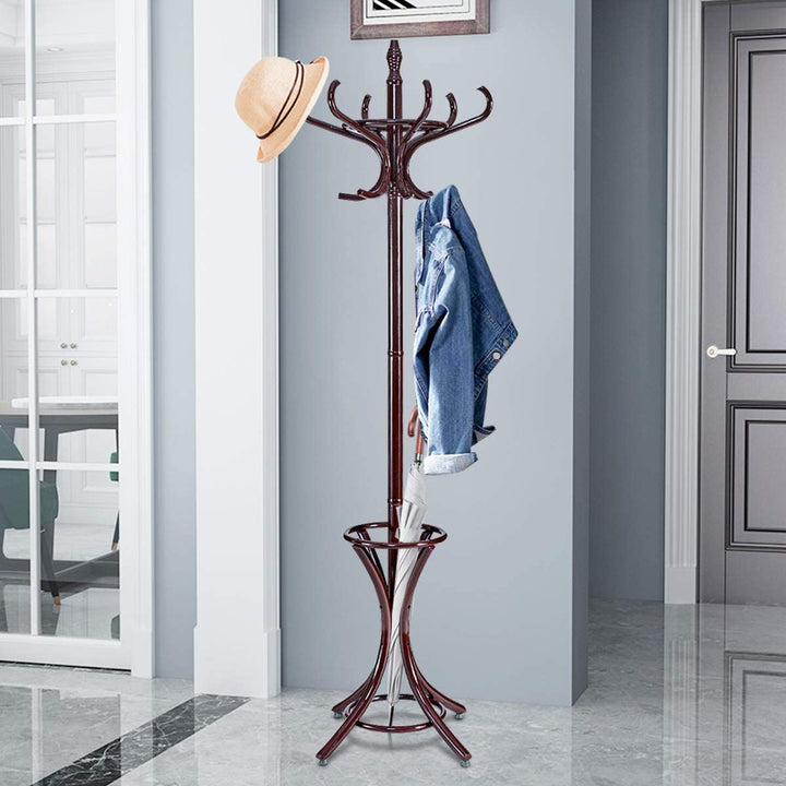 Floor Standing Hat Coat Wood Hanger w/ Umbrella Rack Prestige - TidySpaces