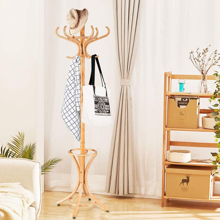 Floor Standing Hat Coat Wood Hanger w/ Umbrella Rack Prestige - TidySpaces