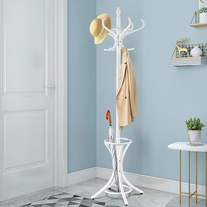Floor Standing Hat Coat Wood Hanger w/ Umbrella Rack Prestige - TidySpaces