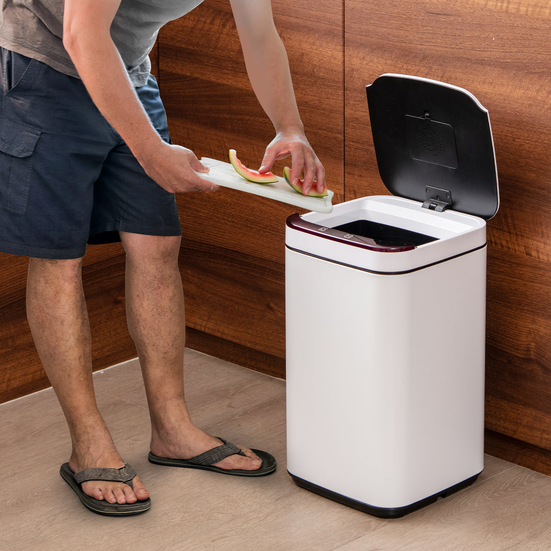 13L Intelligent Touchless Trash Can-White - TidySpaces