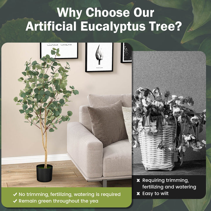 Artificial Eucalyptus Tree with Silver Dollar Leaves - TidySpaces