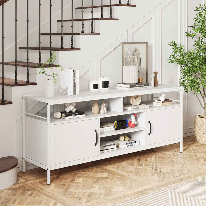 147 cm Industrial TV Stand with Adjustable Shelf for TVs up to 65 Inch