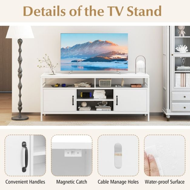 147 cm Industrial TV Stand with Adjustable Shelf for TVs up to 65 Inch