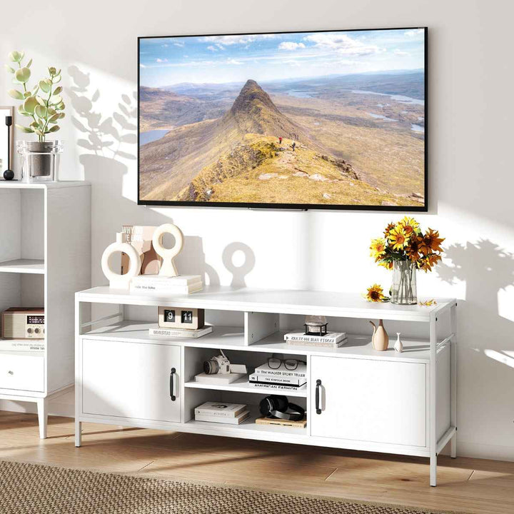 147 cm Industrial TV Stand with Adjustable Shelf for TVs up to 65 Inch
