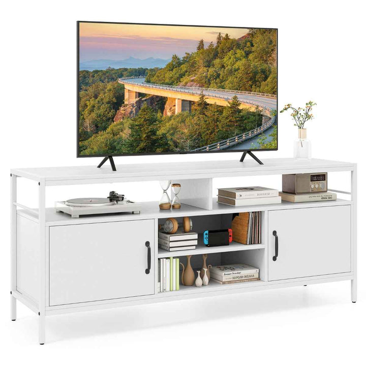 147 cm Industrial TV Stand with Adjustable Shelf for TVs up to 65 Inch