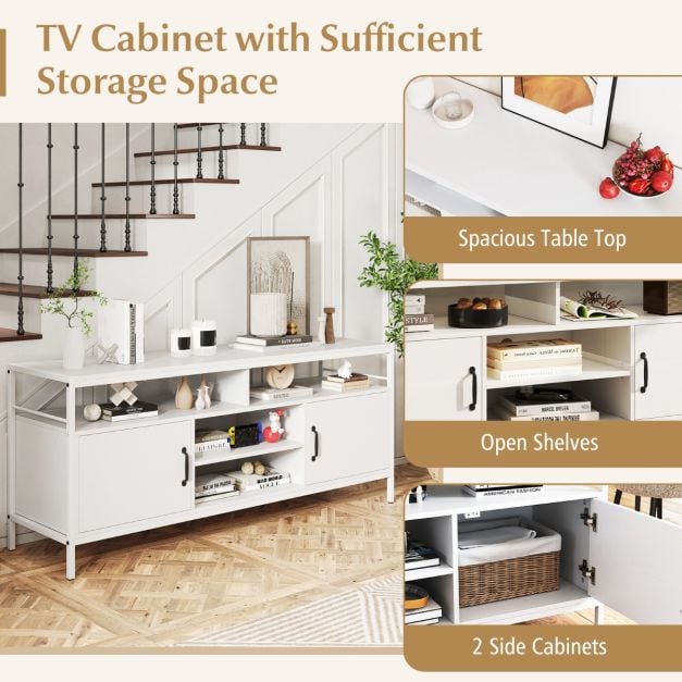 147 cm Industrial TV Stand with Adjustable Shelf for TVs up to 65 Inch
