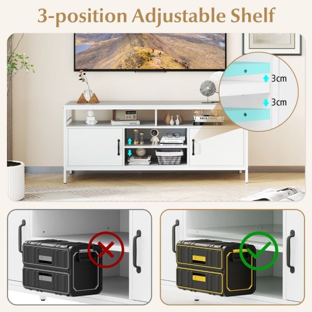 147 cm Industrial TV Stand with Adjustable Shelf for TVs up to 65 Inch