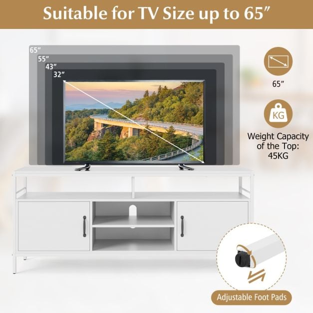 147 cm Industrial TV Stand with Adjustable Shelf for TVs up to 65 Inch