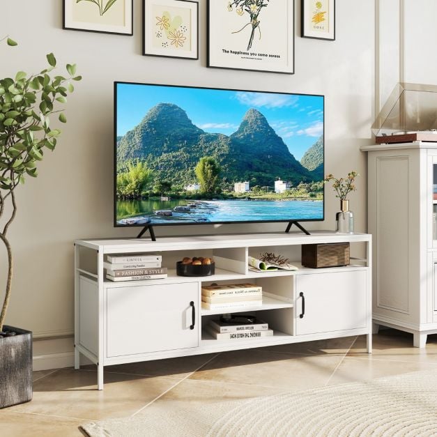 147 cm Industrial TV Stand with Adjustable Shelf for TVs up to 65 Inch