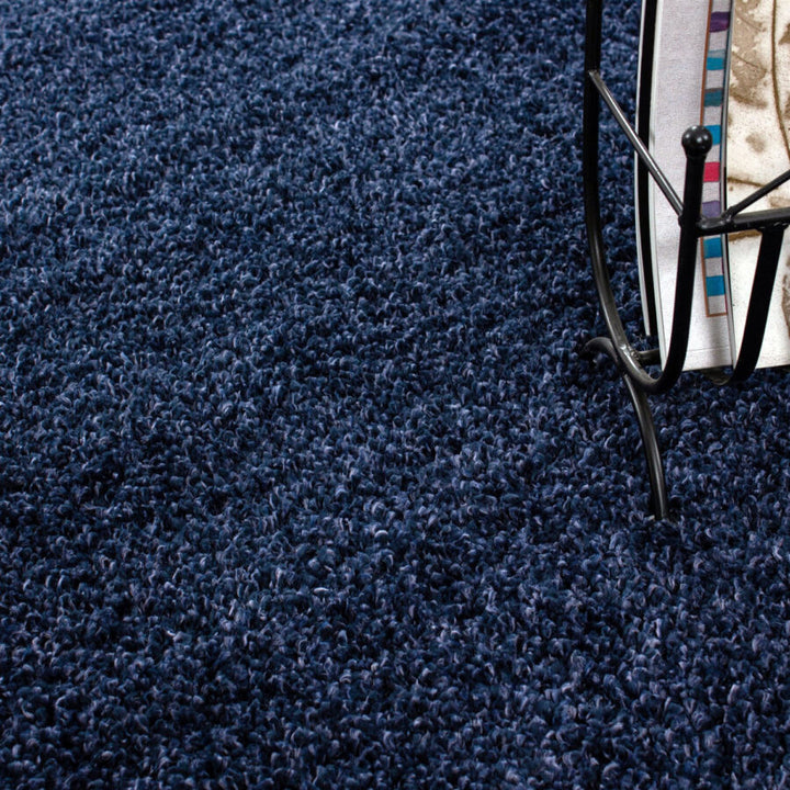Navy Blue Fluffy Shaggy Plain - TidySpaces