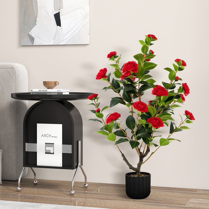 95cm Artificial Camellia Tree with Flowers and Rain-Flower Pebbles - TidySpaces