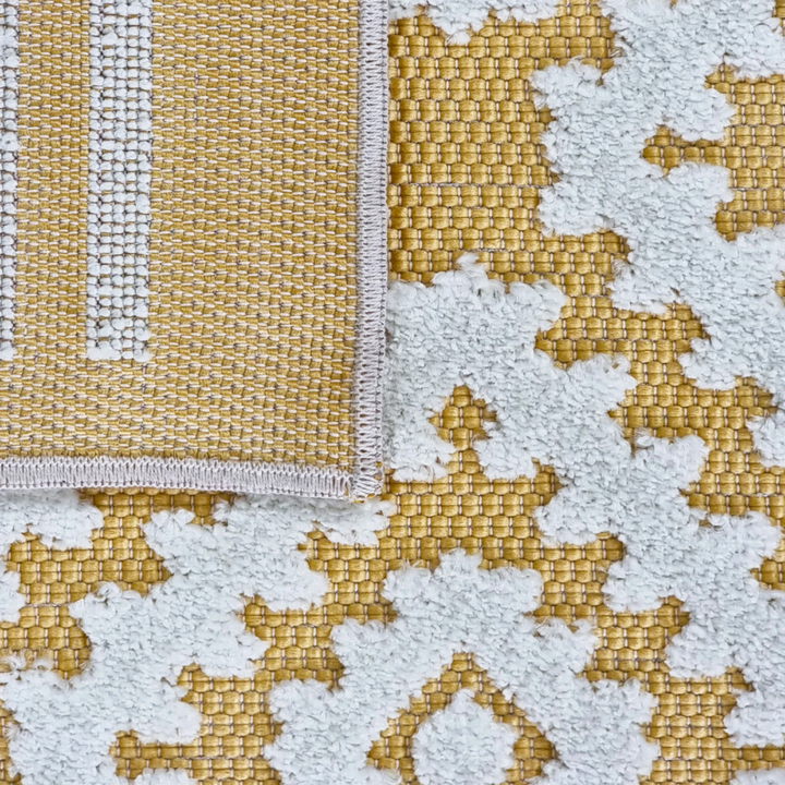 Outdoor Rug Yellow Cream Diamond - TidySpaces