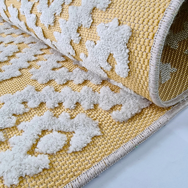 Outdoor Rug Yellow Cream Diamond - TidySpaces