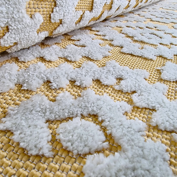 Outdoor Rug Yellow Cream Diamond - TidySpaces