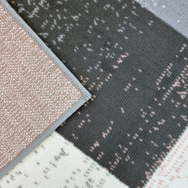 Geometric Rug Grey Pink Circles Modern Soft Carpet - TidySpaces