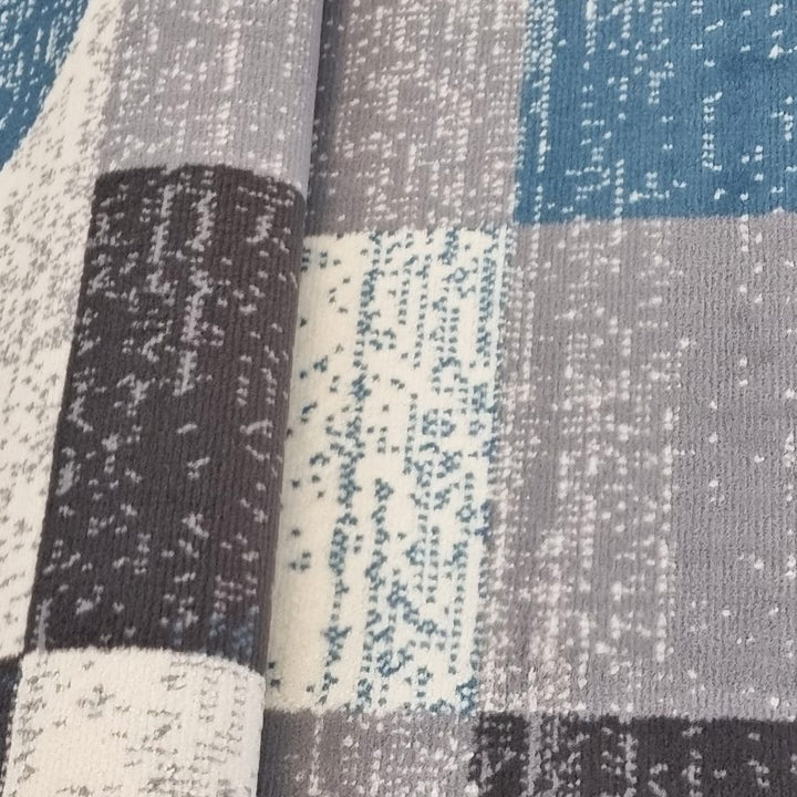 Geometric Rug Grey Blue Circles Modern Soft Carpet - TidySpaces
