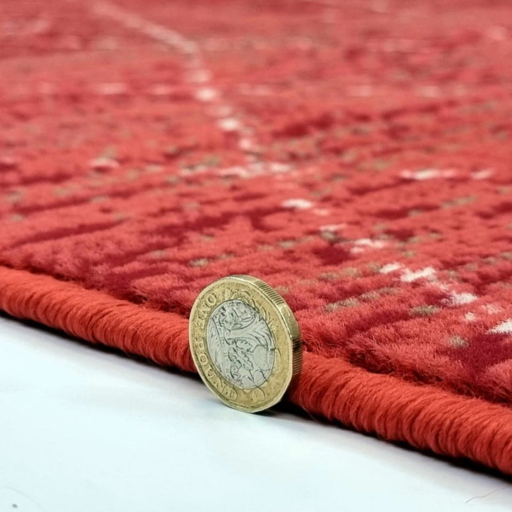 Geometric Red Rug Diamond Aztec Pattern - TidySpaces