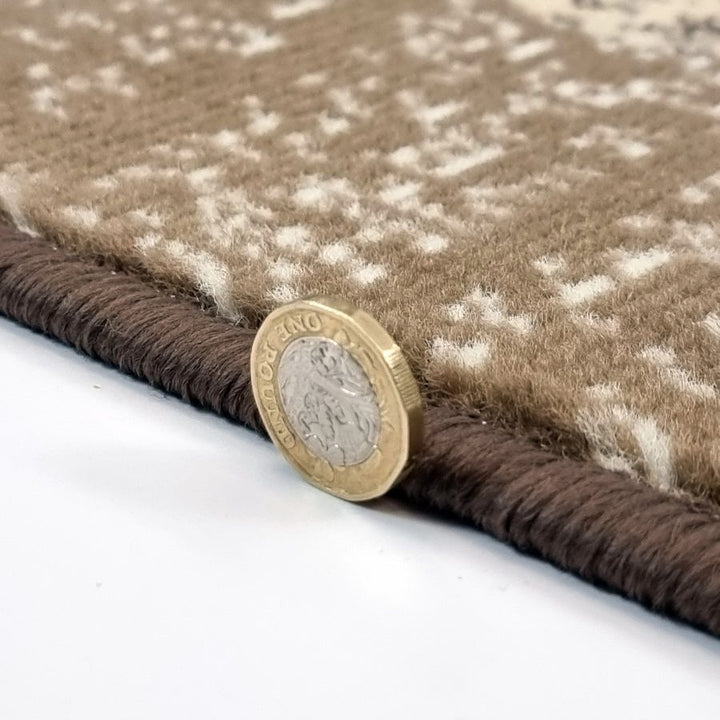 Modern Rug Geometric Brown Beige Patterned Soft Carpet - TidySpaces