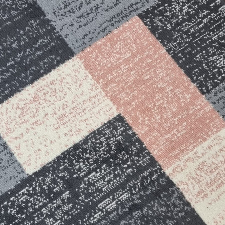 Modern Rug Geometric Pink Grey Patterned Soft Carpet - TidySpaces