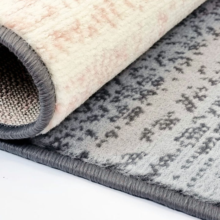 Modern Rug Geometric Pink Grey Patterned Soft Carpet - TidySpaces