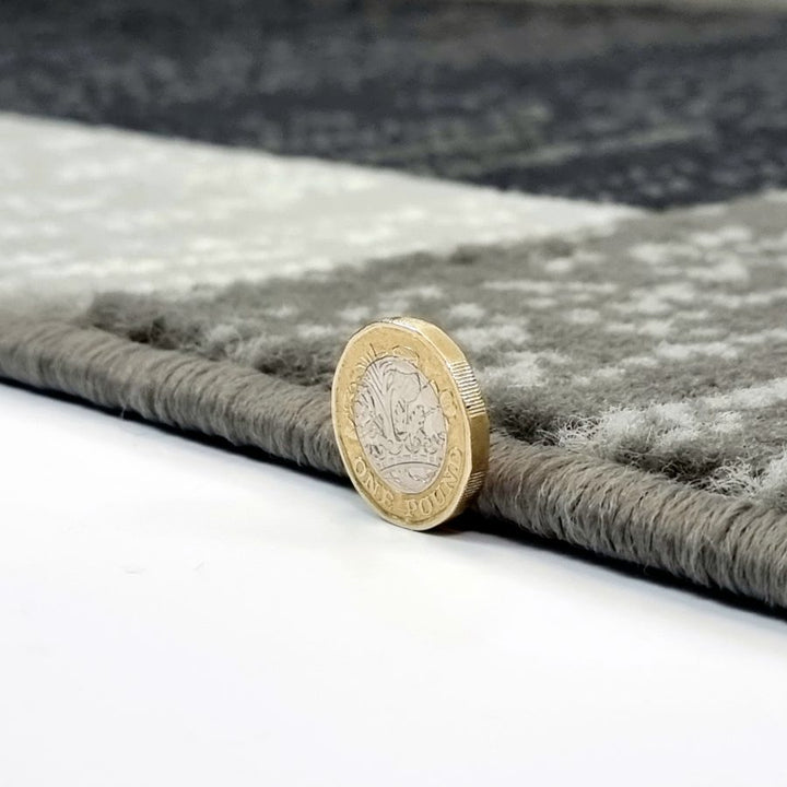 Modern Rug Geometric Grey Black Patterned Soft Carpet - TidySpaces