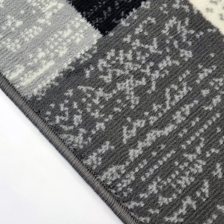 Modern Rug Geometric Grey Black Patterned Soft Carpet - TidySpaces