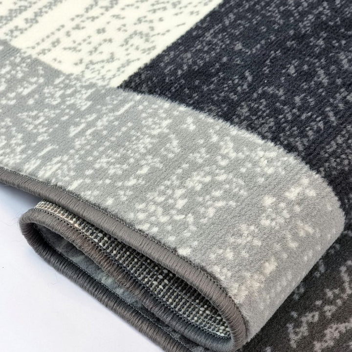 Modern Rug Geometric Grey Black Patterned Soft Carpet - TidySpaces