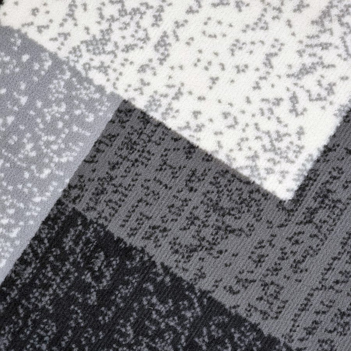 Modern Rug Geometric Grey Black Patterned Soft Carpet - TidySpaces