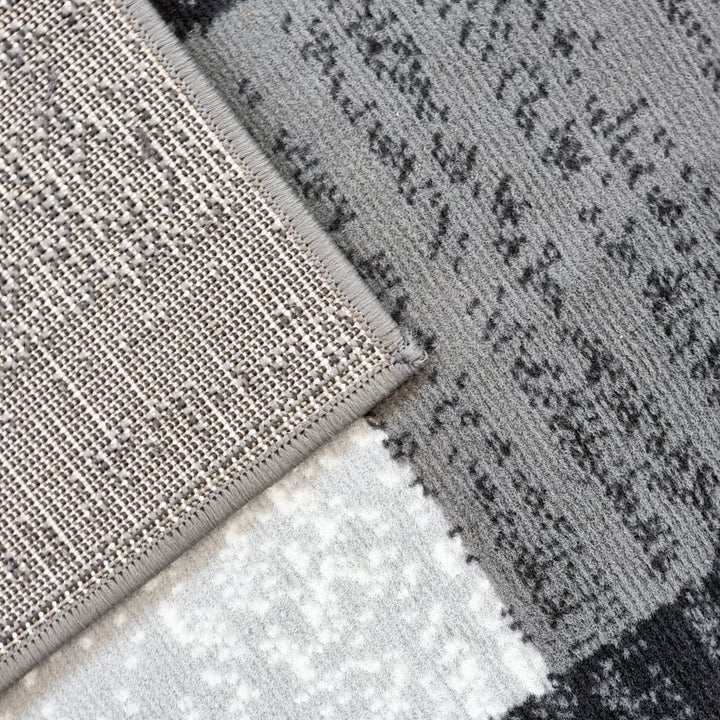 Modern Rug Geometric Grey Black Patterned Soft Carpet - TidySpaces