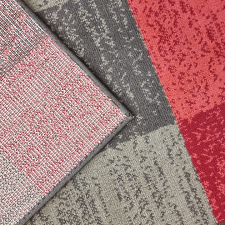 Modern Rug Geometric Brown Red Patterned Soft Carpet - TidySpaces