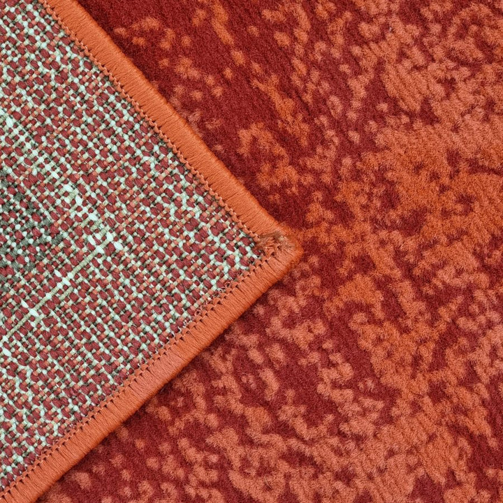 Red Geometric Rug Bordered Pattern Soft Carpet - TidySpaces