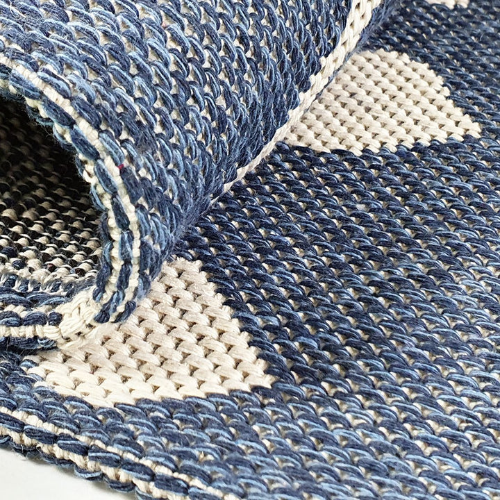 Cotton Rug Navy Blue Berber - TidySpaces