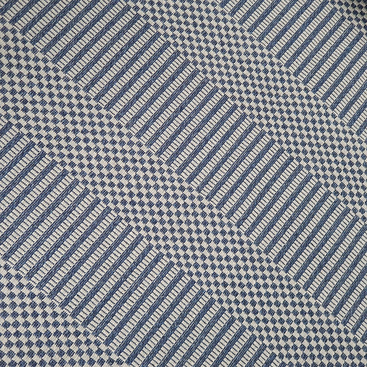 Cotton Rug Navy Blue Grey Braided Striped - TidySpaces