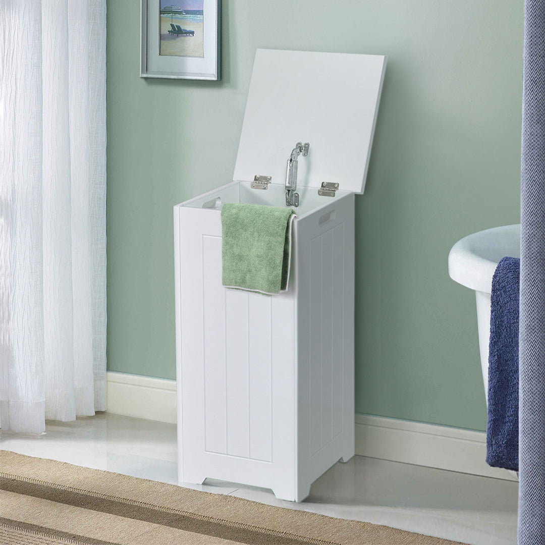 White Wooden Laundry Bin - TidySpaces