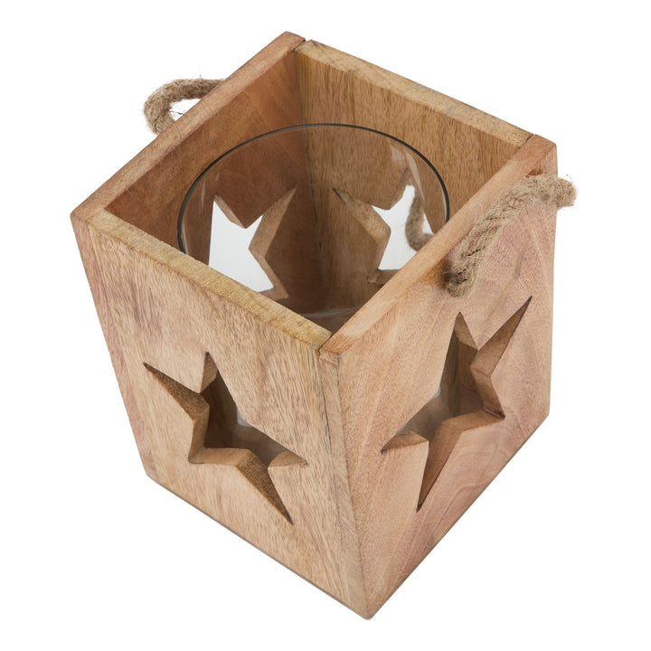 Natural Wooden Large Star Tealight Candle Holder - TidySpaces