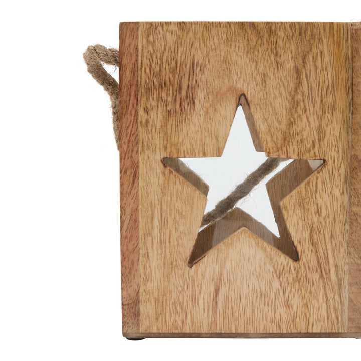 Natural Wooden Large Star Tealight Candle Holder - TidySpaces