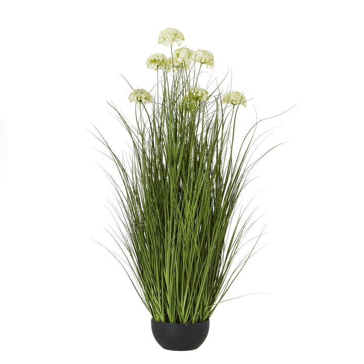 White Allium Plant In Pot WHITE PLASTIC - TidySpaces