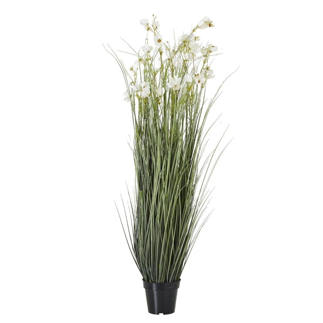 Large White Meadow Plant In Pot WHITE PLASTIC - TidySpaces
