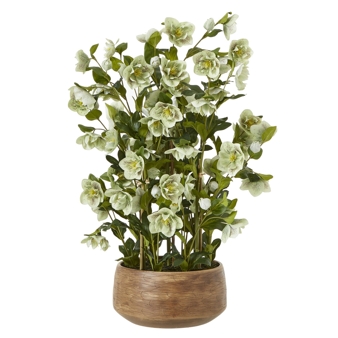 Large Green Hellebore in Taupe Pot GREEN PLASTIC - TidySpaces