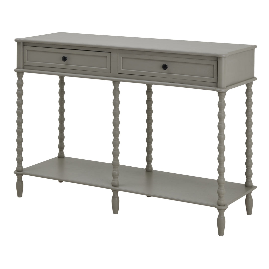 The Camden Collection Large Two Drawer Console Table GREY WOOD - TidySpaces