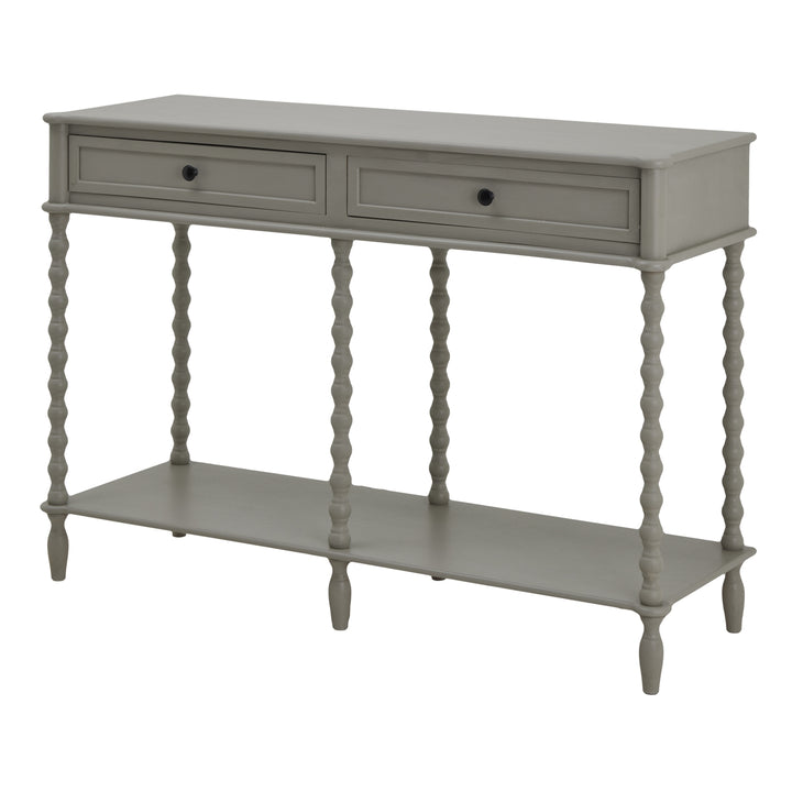 The Camden Collection Large Two Drawer Console Table GREY WOOD - TidySpaces