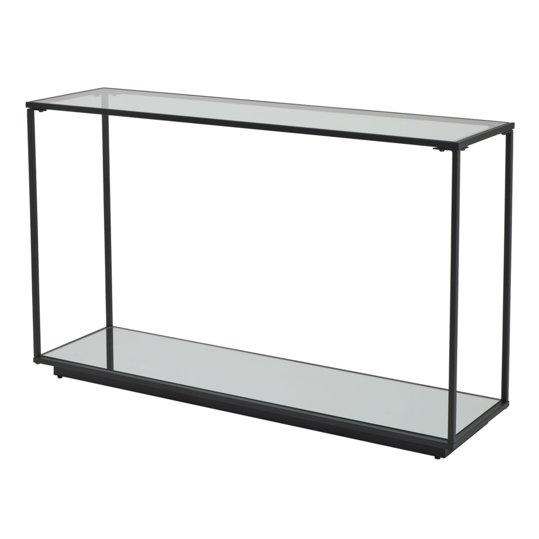 Lennox Black Framed Console BLACK GLASS - TidySpaces