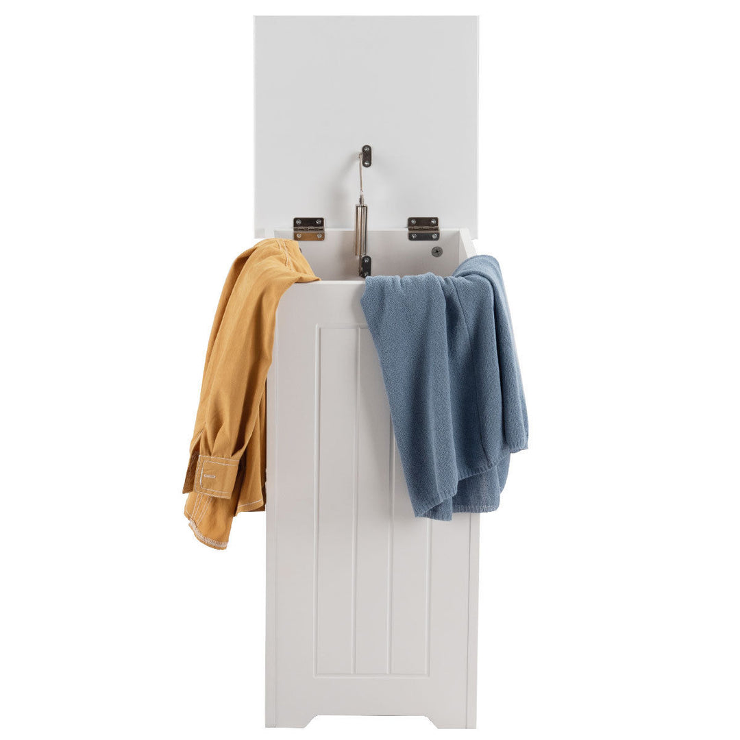 White Wooden Laundry Bin - TidySpaces